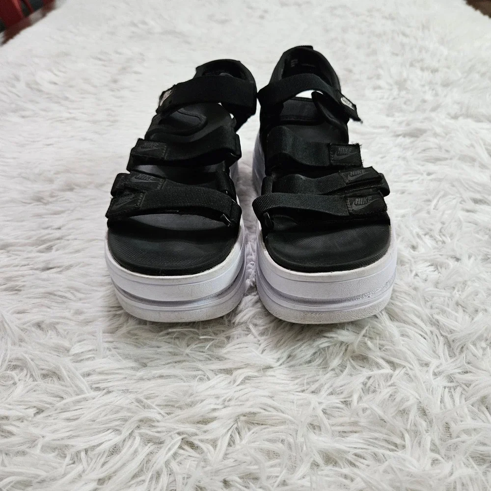 Nike Icon Classic Womens Chunky Streetwear Platform Sandals Black White Sz 9 - Picture 4 of 11